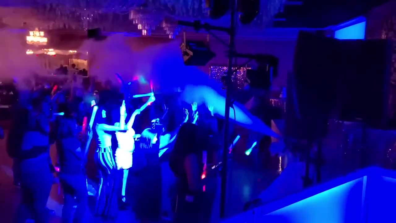 CO2 cannon blast over a packed dance floor at a Drop the Beat event